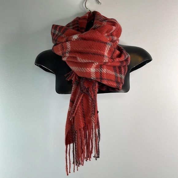 STEVE MADDEN Rusty Berry Plaid Fringed Rectangular Blanket Scarf Soft Fuzzy OS - Picture 9 of 9